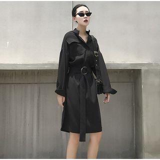 Loose-fit V-neck Shirtdress With Sash