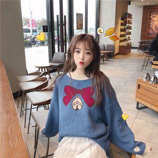 Bow Pattern Sweater As Shown In Figure - One Size