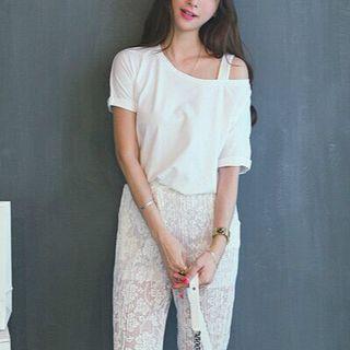One Shoulder Short-sleeve T-shirt