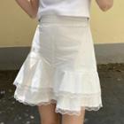 Tiered Lace Trim A-line Mini Skirt