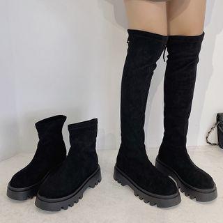 Faux Suede Short Boots / Over-the-knee Boots