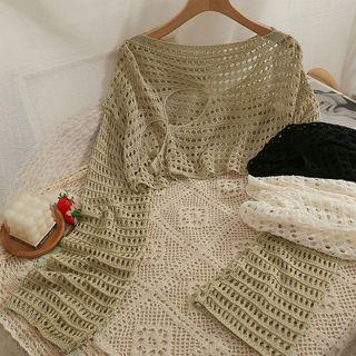 Asymmetrical Open-knit Cape Top
