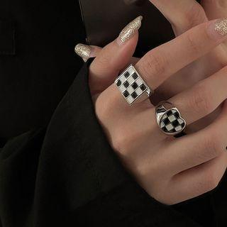 Checker Alloy Open Ring (various Designs)