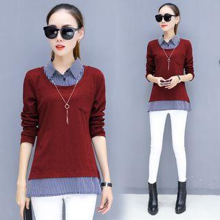 Shirt Panel Mock Two Piece Top