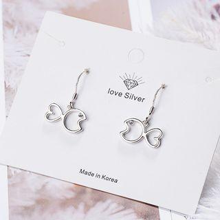 Alloy Fish Dangle Earring Copper White Gold Plating - One Size