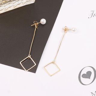 Faux Pearl Square Drop Earrings