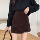 Corduroy Asymmetrical Mini A-line Skirt