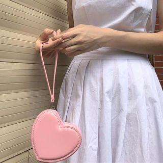 Faux Leather Heart Wristlet