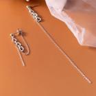 Chained Asymmetrical Sterling Silver Dangle Earring 1 Pair - S925 Silver - Silver - One Size