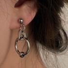 Circle Heart Drop Earring 1 Pair - Silver - One Size