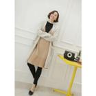 Fringed-pocket Open-front Long Cardigan