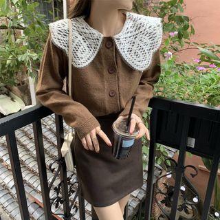 Crochet Collar Cardigan / A-line Skirt