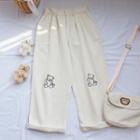 Bear Embroidered Crop Pants