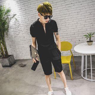 Set: Plain Short Sleeve T-shirt + Cargo Shorts