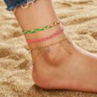 Set Of 3: Woven Anklet 8516 - One Size