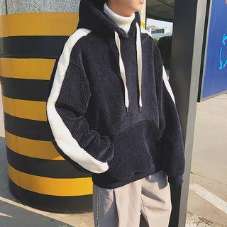 Color Block Fleece Drawstring Hoodie