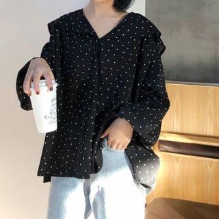 Ruffled Lantern Sleeve Blouse