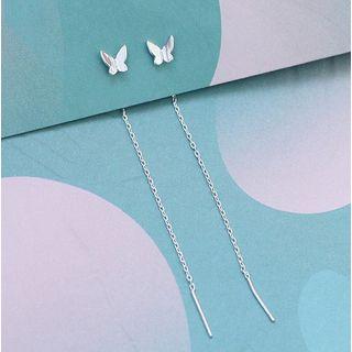 925 Sterling Silver Butterfly Threader Earring