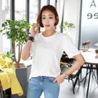 Plain Round-neck Cotton T-shirt