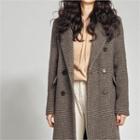 Wool Blend Tailored Check Coat