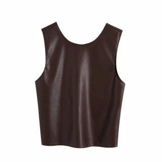 Faux Leather Sleeveless Top