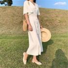 Bell-sleeve Buttoned Maxi Dress