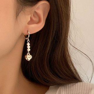 Beaded Drop Earring 1 Pair - White & Gold - One Size