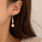Beaded Drop Earring 1 Pair - White & Gold - One Size