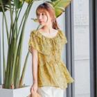 Off-shoulder Ruffled Floral Tunic Top