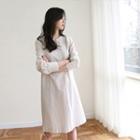 Collarless Stripe Shirtdress
