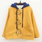 Fox Embroidered Hoodie Corduroy Padded Jacket