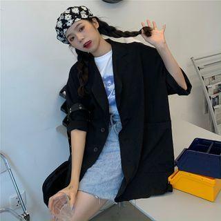 Single Breasted Short-sleeve Blazer Black - One Size