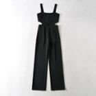 Wide Strap Cutout Straight Leg Jumpsuit