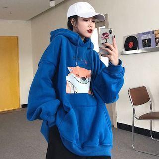 Dog Printed Fleece Lining Hoodie