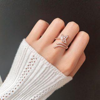 Faux Pearl Rhinestone Star Open Ring As Shown In Figure - One Size