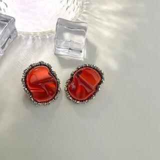 Rhinestone Acrylic Alloy Earring Red - One Size