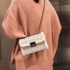Furry-trim Wool Crossbody Bag