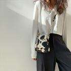 Cow Print Crossbody Bag Dairy Cow Pattern - Off-white & Black - One Size
