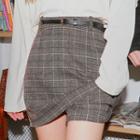 Inset Shorts Plaid Mini Skirt With Belt
