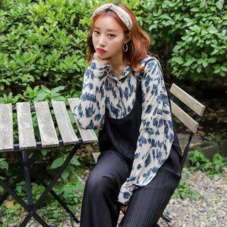 Sleeveless Accordion-pleat Wide-leg Jumpsuit