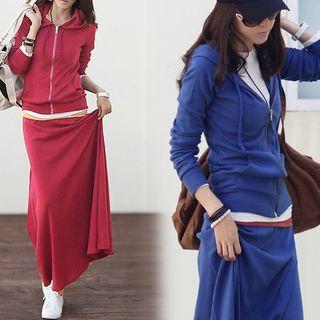 Set: Maxi Skirt + Long Sleeve Hoodie