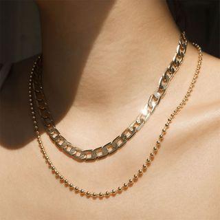 Bead Necklace Steel Titanium Vacuum Plating - One Size