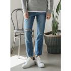 Washed Slit-trim Jeans