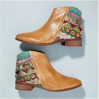 Color Block Sequined Panel Ankle Boots