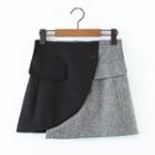 Two-tone Asymmetrical Mini A-line Skirt