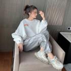 Rainbow Print Sweatshirt / Striped Sweatpants / Lace Trim Undershorts