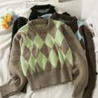 Argyle Slim-fit Cropped Sweater
