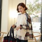 Plaid-panel Cable-knit Sweater