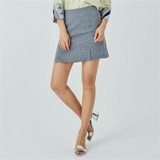 Zip-back Linen Blend Skirt