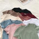 Plain Round-neck Slim-fit Short-sleeve T-shirt